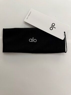 ALO Yoga Black Logo Stretch Headband